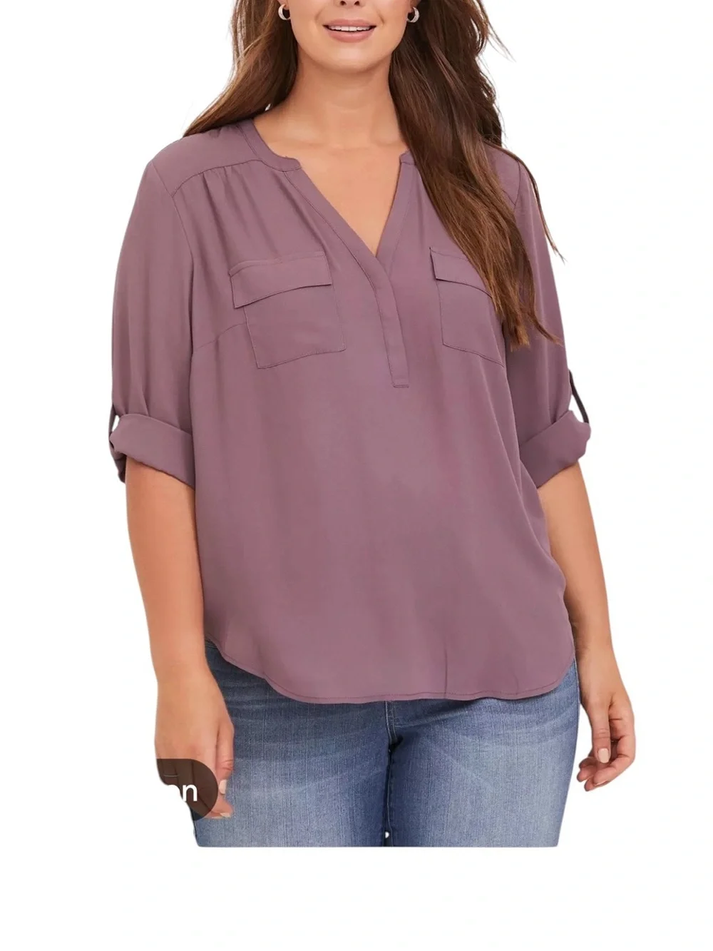 torrid Harper Mauve V-Neck Tunic with Pockets size 3-3X/22-24